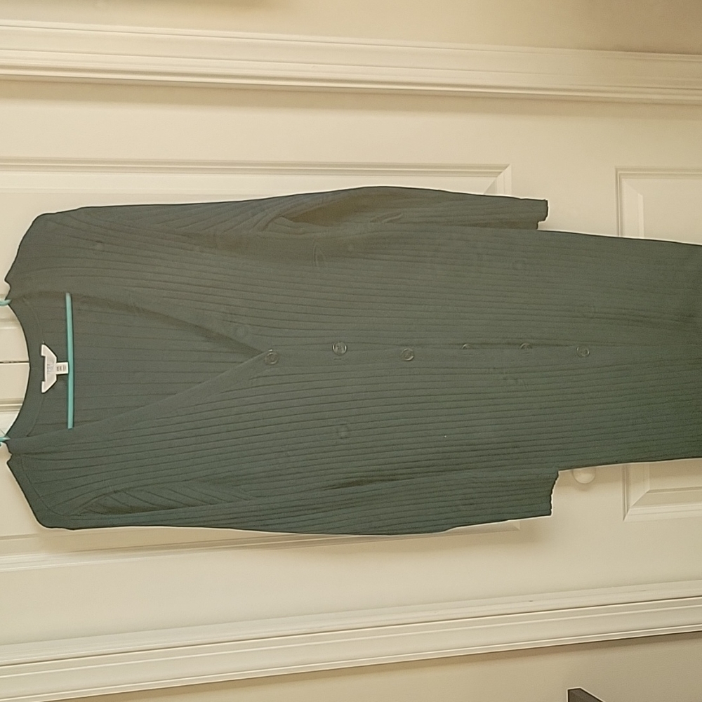 Teal button up long cardigan